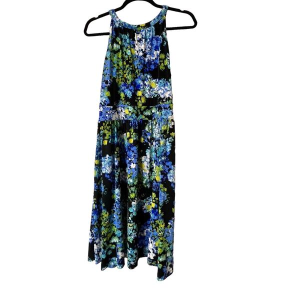 Womens Medium APT 9 Sleeveless DRESS Blue White Gold New Condition Floral Ruched - Picture 2 of 7